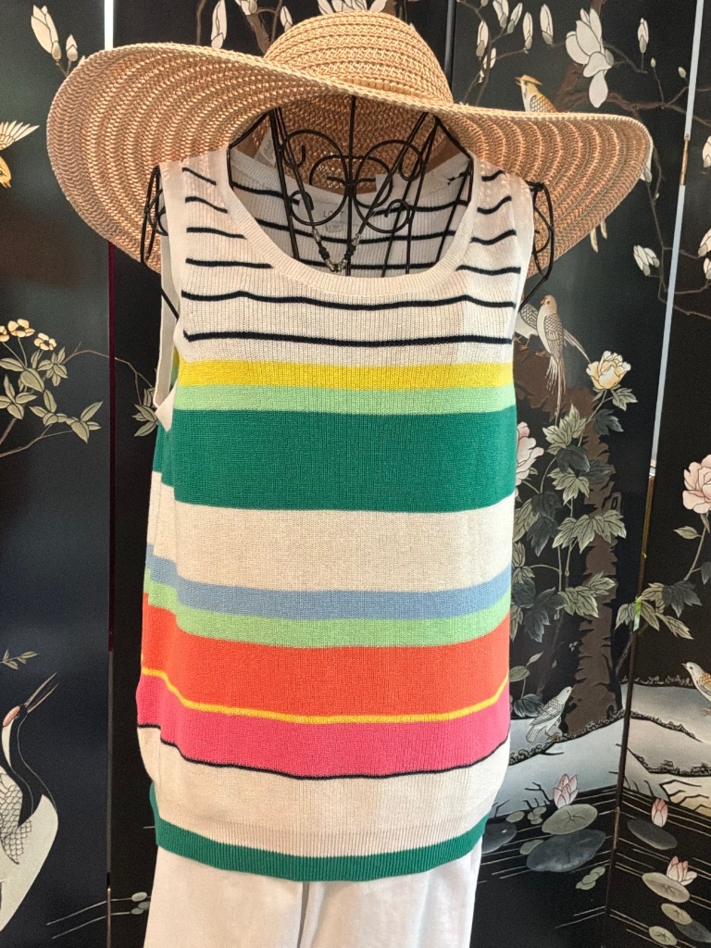 LOFT Multicolor Striped Sweater Tank TopSize: Large